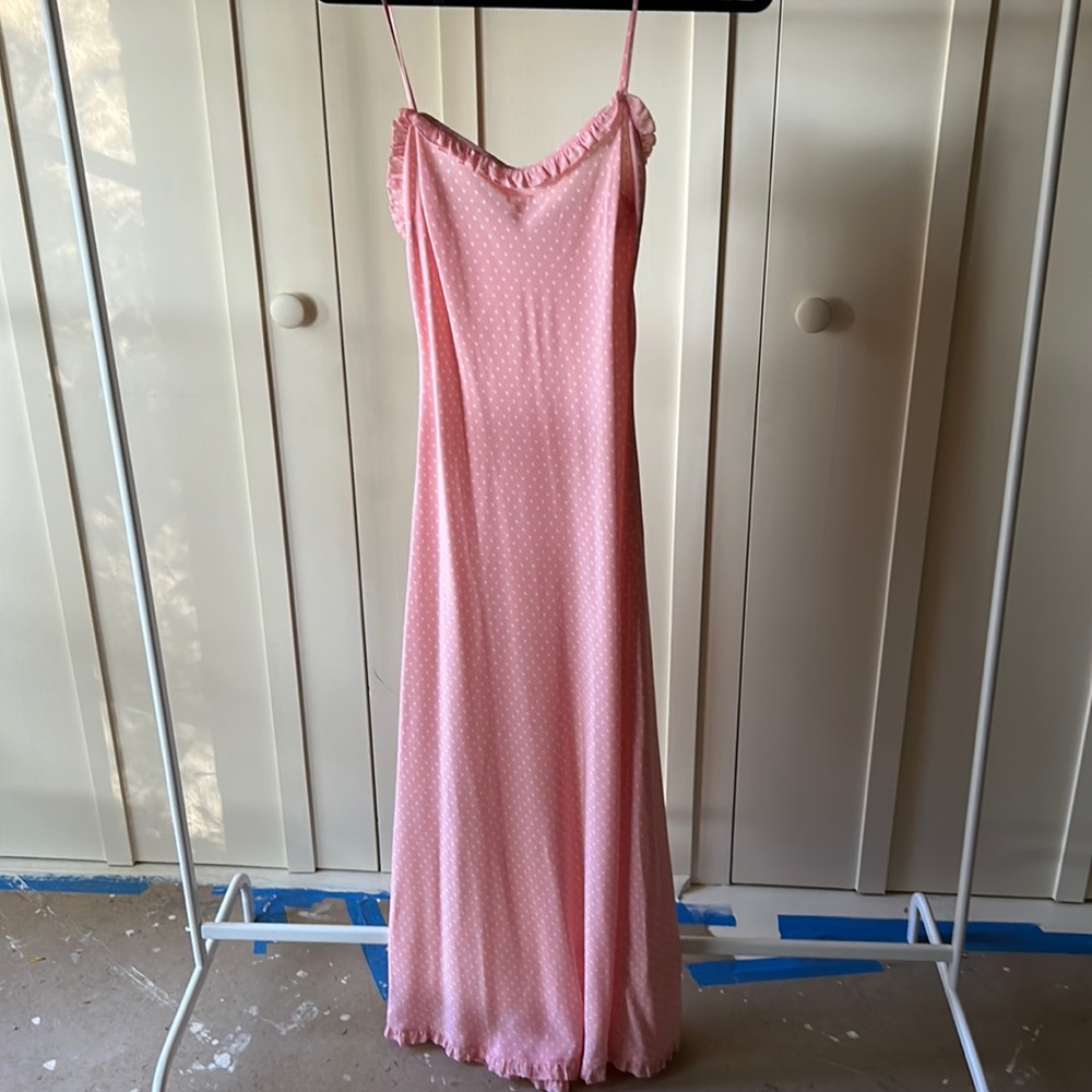 Doen silk polka slip dress